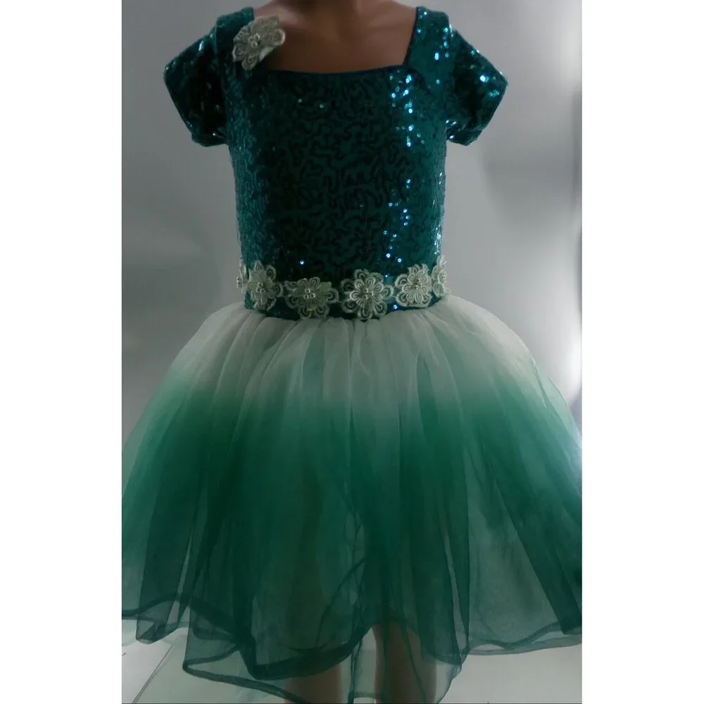 Pre-Owned Dance Costume Small Child Green Curtain Call E1962 Ballet Tap Pageant